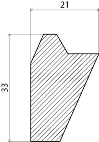 Svart fält med sneda tunna diagonala linjer över vit bakgrund.