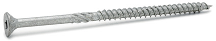 Metallskruv med delgänga och försänkt huvud på vit bakgrund.